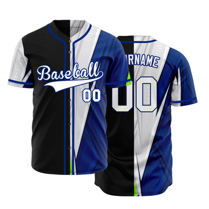 Custom Blue Grey Horizontal Line Baseball Jersey
