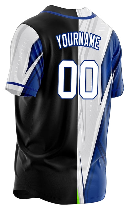 Custom Blue Grey Horizontal Line Baseball Jersey