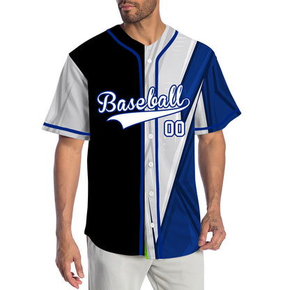 Custom Blue Grey Horizontal Line Baseball Jersey
