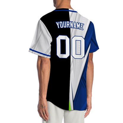 Custom Blue Grey Horizontal Line Baseball Jersey