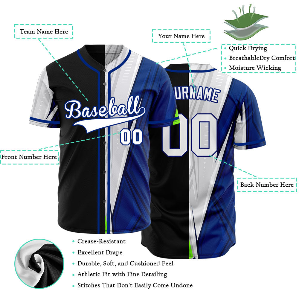 Custom Blue Grey Horizontal Line Baseball Jersey