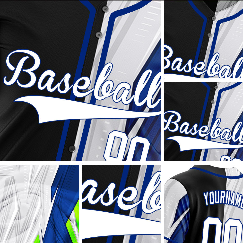 Custom Blue Grey Horizontal Line Baseball Jersey