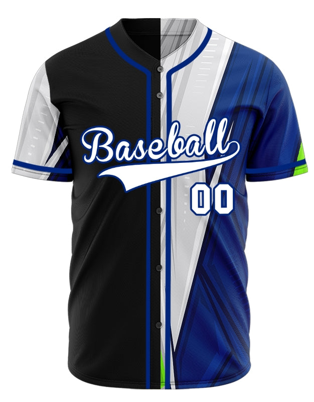 Custom Blue Grey Horizontal Line Baseball Jersey