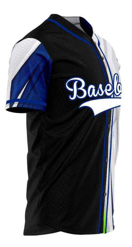Custom Blue Grey Horizontal Line Baseball Jersey