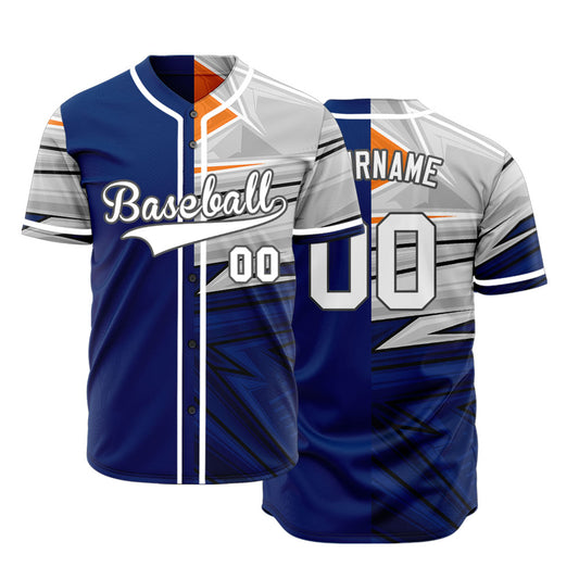 Custom Blue Horizontal Line Baseball Jersey