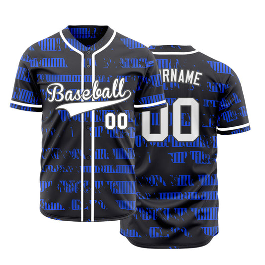 Custom Blue Horizontal Line Half Baseball Jersey