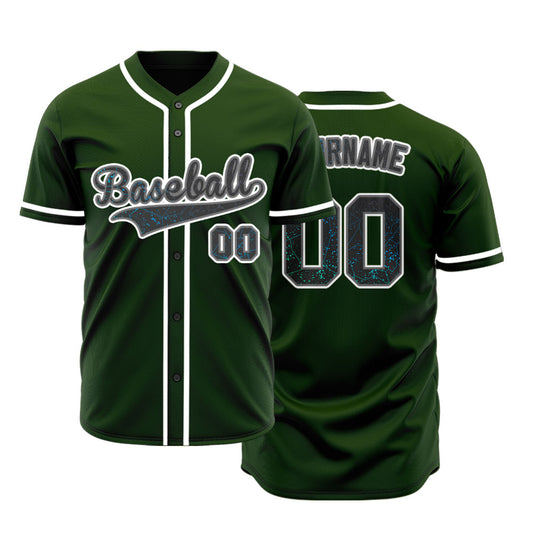 Custom Blue Ink Square Green Baseball Jersey
