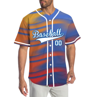 Custom Blue Orange Colorful Half Baseball Jersey