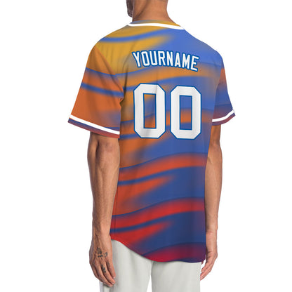 Custom Blue Orange Colorful Half Baseball Jersey