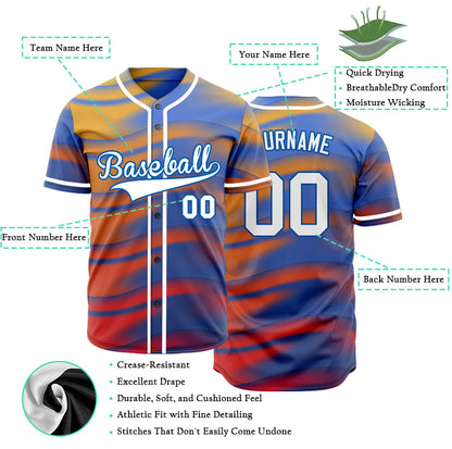 Custom Blue Orange Colorful Half Baseball Jersey
