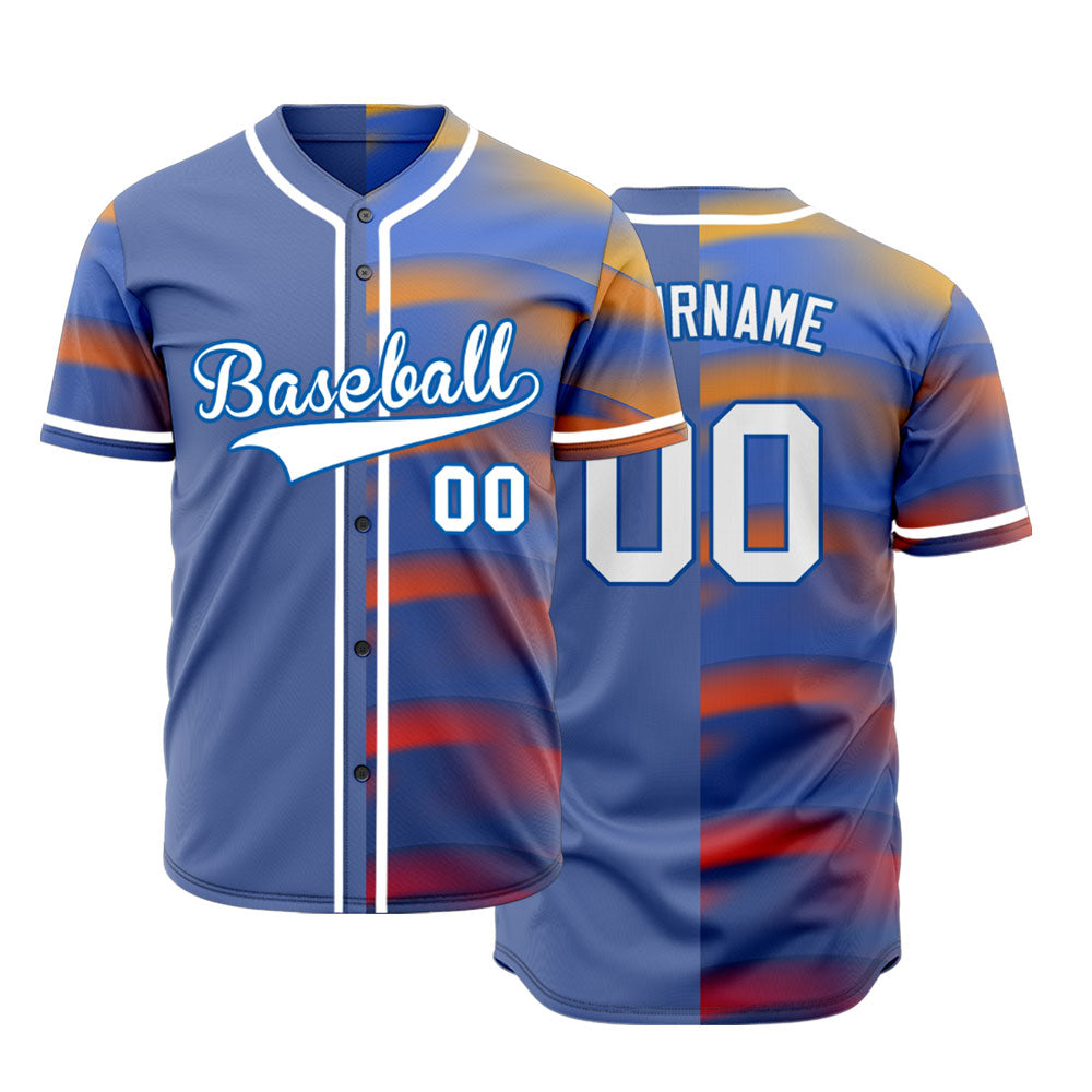 Custom Blue Orange Grey Baseball Jersey