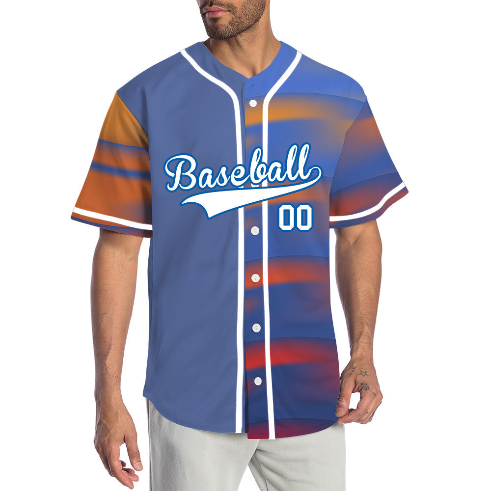 Custom Blue Orange Grey Baseball Jersey