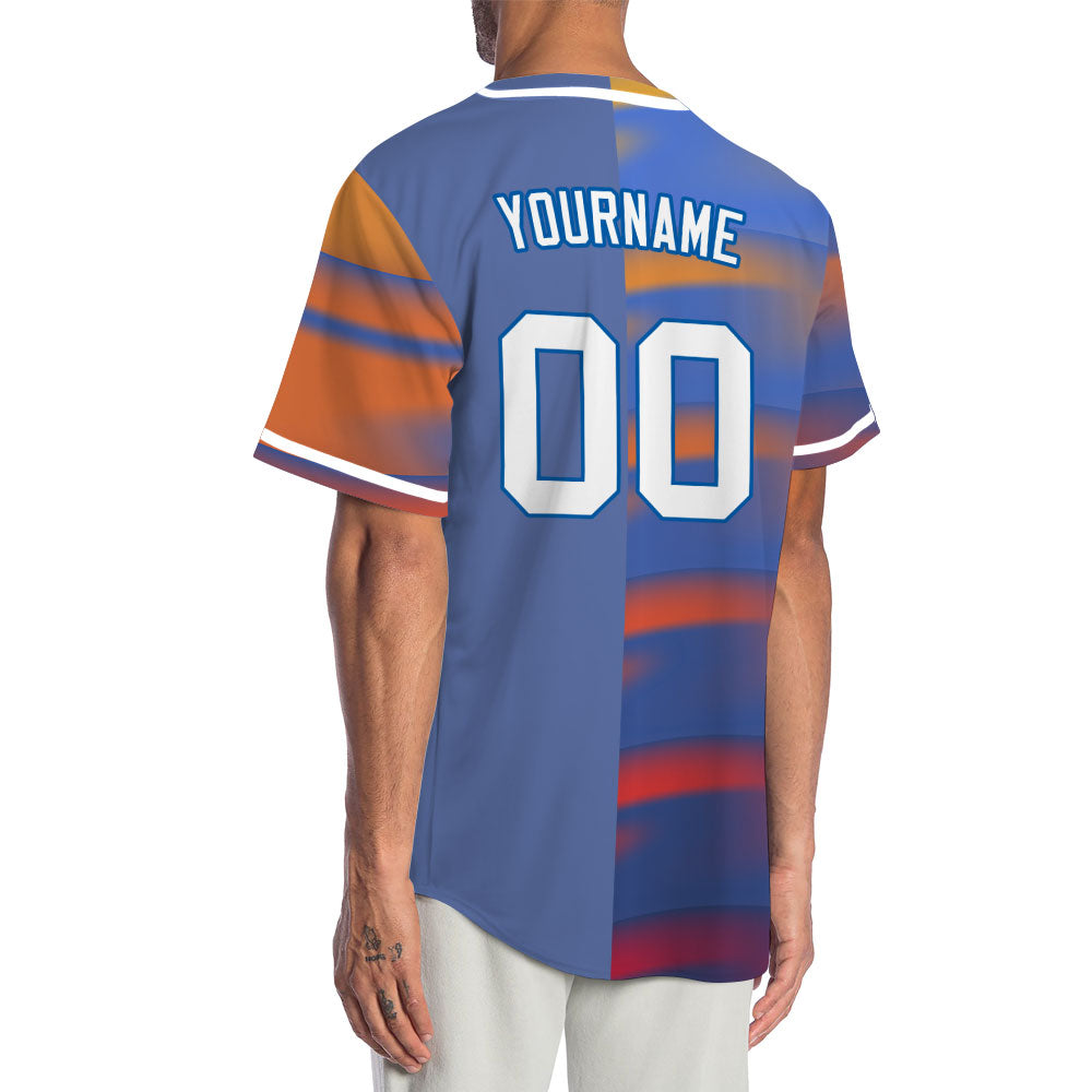 Custom Blue Orange Grey Baseball Jersey