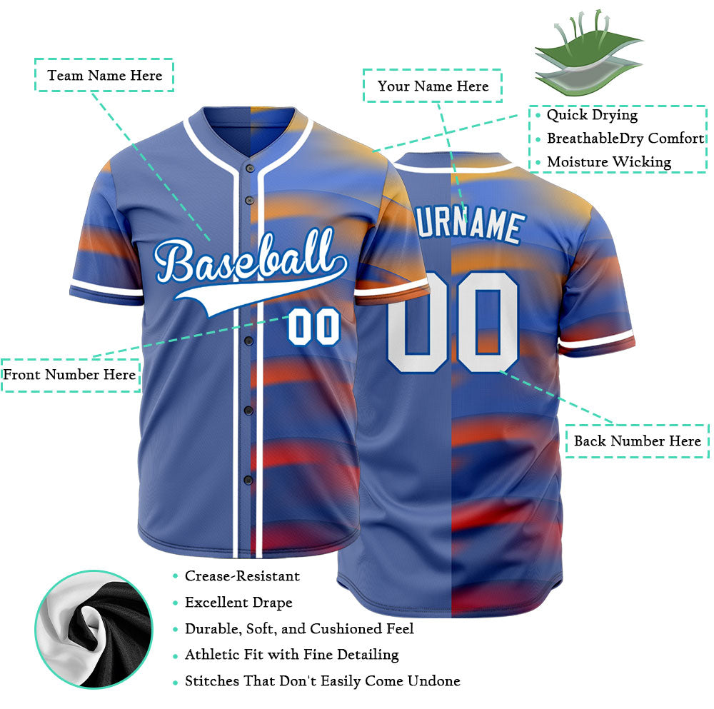 Custom Blue Orange Grey Baseball Jersey