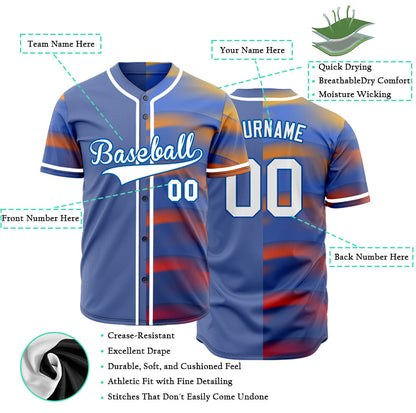 Custom Blue Orange Grey Baseball Jersey
