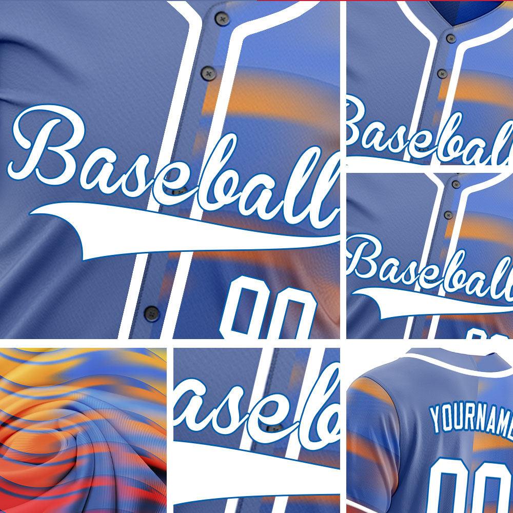 Custom Blue Orange Grey Baseball Jersey