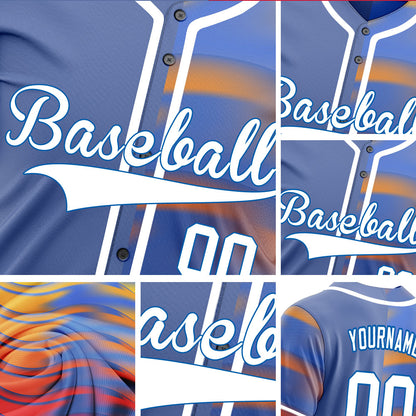 Custom Blue Orange Grey Baseball Jersey