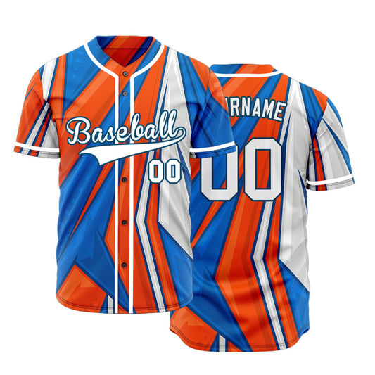 Custom Blue Orange Grey Half Baseball Jersey