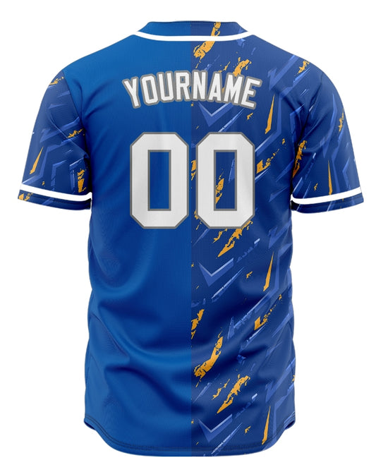 Custom Blue Orange Rectangle Baseball Jersey