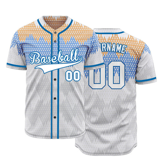 Custom Blue Orange Rectangle Half Baseball Jersey