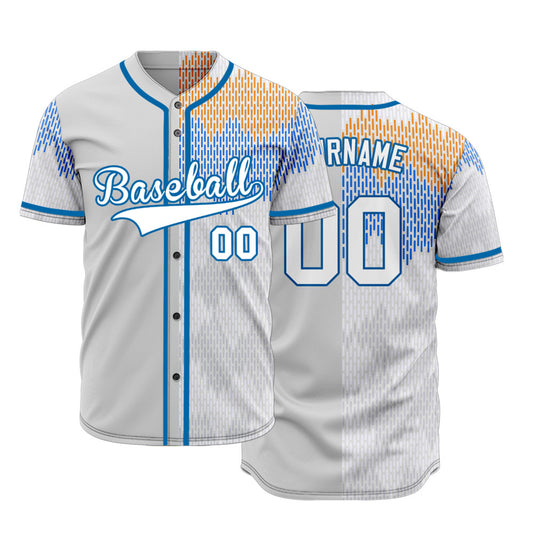 Custom Blue Orange Red Horizontal Lines Baseball Jersey