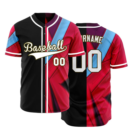 Custom Blue Red Fireworks Baseball Jersey