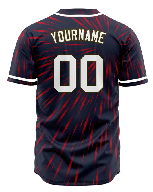 Custom Blue Red Fireworks Half Baseball Jersey
