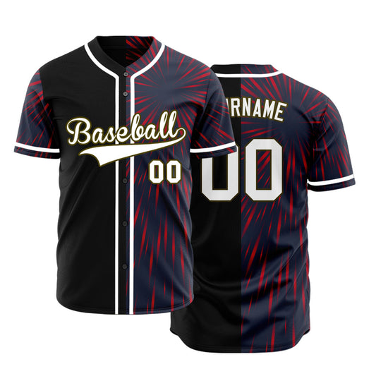 Custom Blue Red Grey Gradient Baseball Jersey