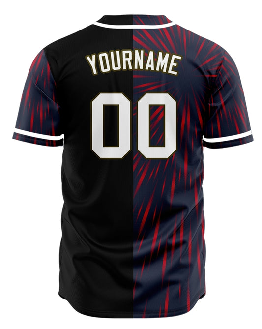 Custom Blue Red Grey Gradient Baseball Jersey