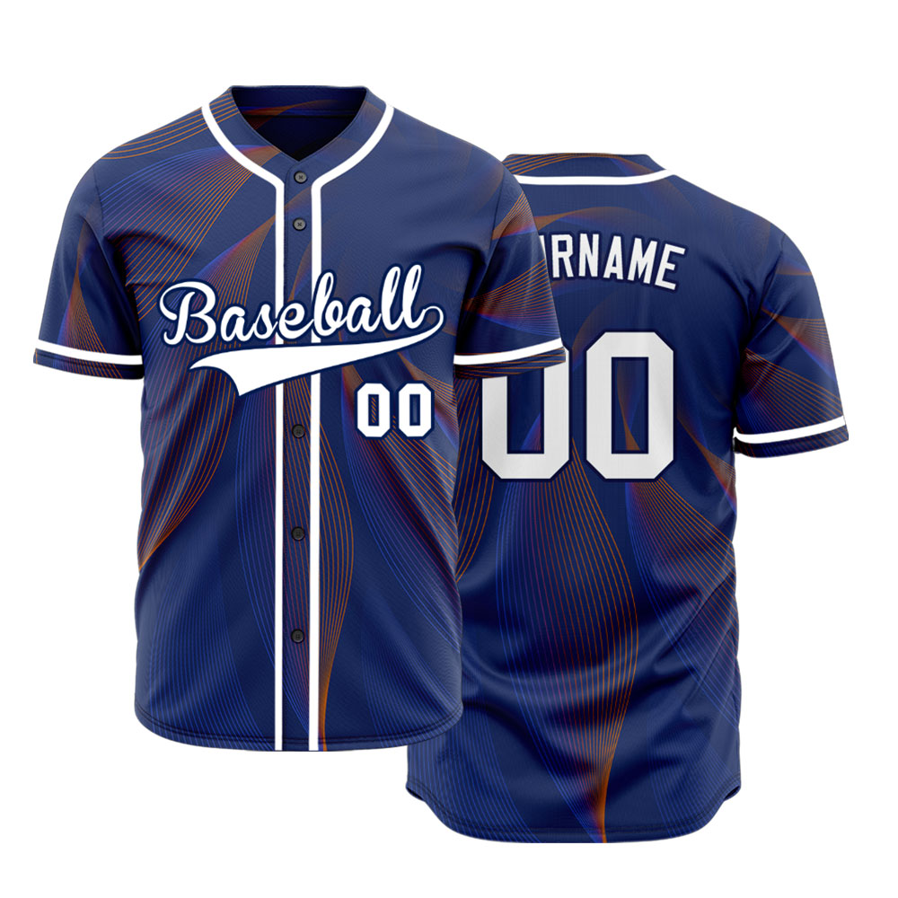 Custom Blue Red Grid Dark Blue Baseball Jersey