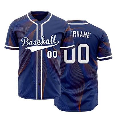Custom Blue Red Grid Dark Blue Baseball Jersey
