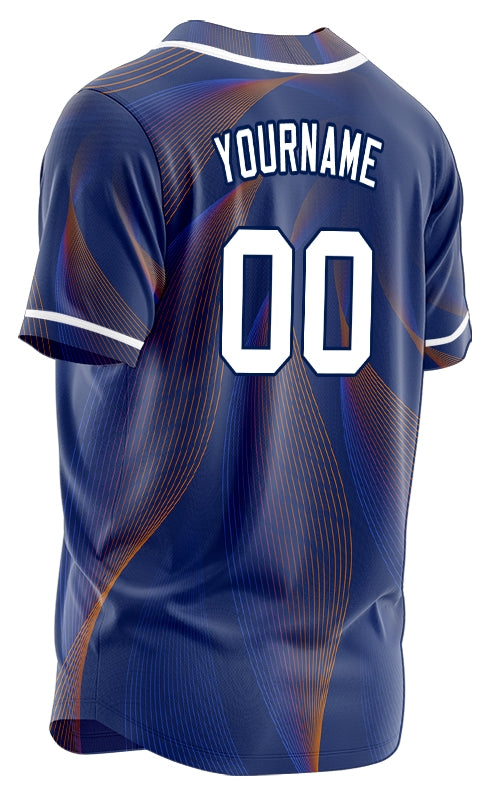 Custom Blue Red Grid Dark Blue Baseball Jersey