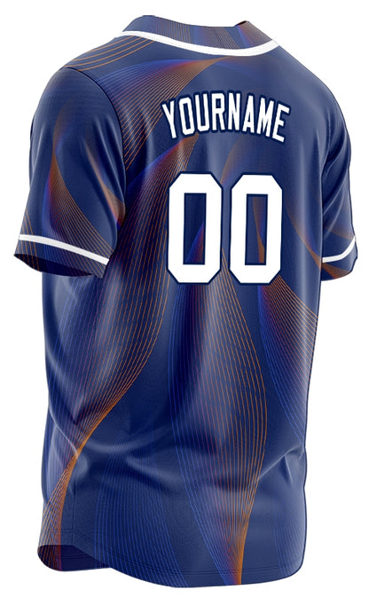 Custom Blue Red Grid Dark Blue Baseball Jersey