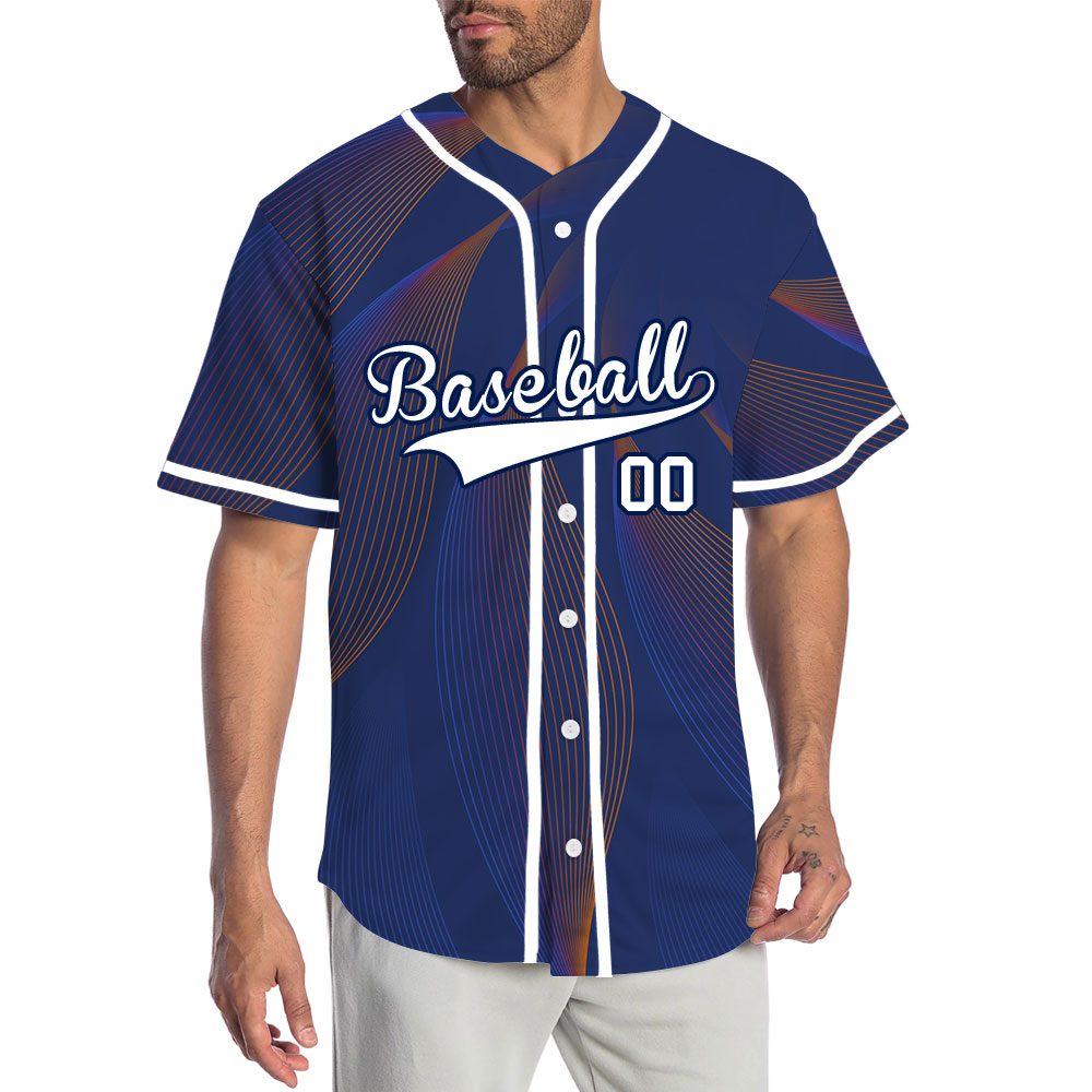 Custom Blue Red Grid Dark Blue Baseball Jersey