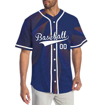 Custom Blue Red Grid Dark Blue Baseball Jersey