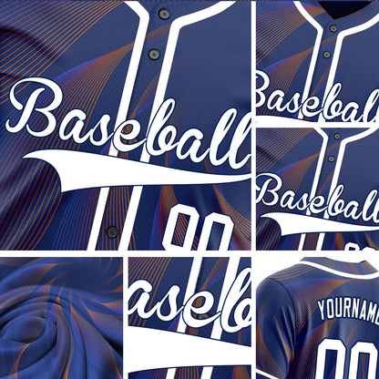 Custom Blue Red Grid Dark Blue Baseball Jersey