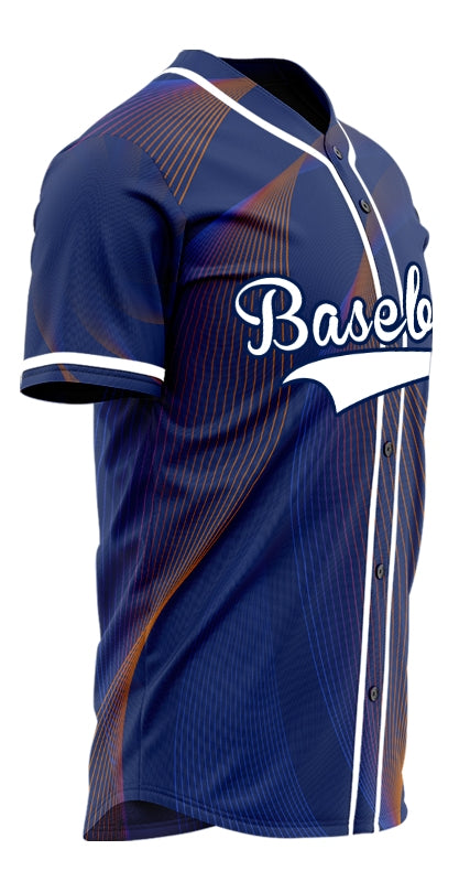 Custom Blue Red Grid Dark Blue Baseball Jersey