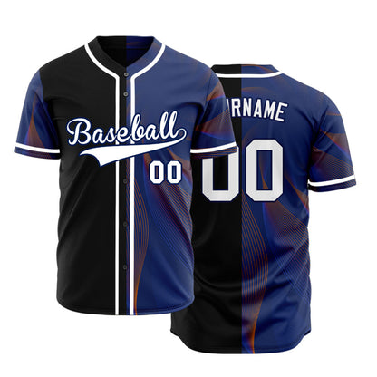 Custom Blue Red Lines Baseball Jersey