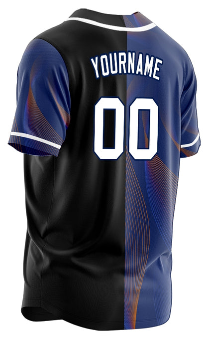 Custom Blue Red Lines Baseball Jersey