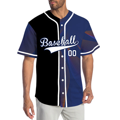 Custom Blue Red Lines Baseball Jersey
