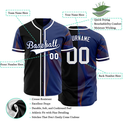Custom Blue Red Lines Baseball Jersey