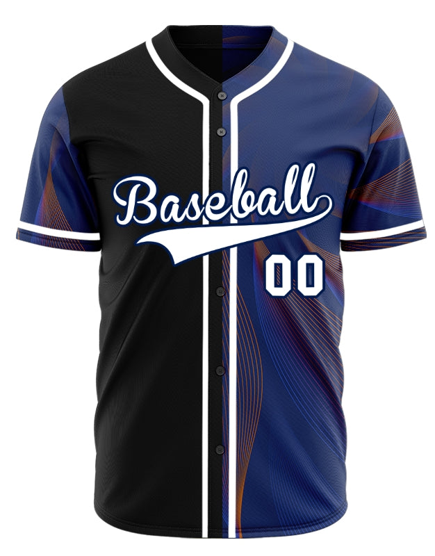 Custom Blue Red Lines Baseball Jersey