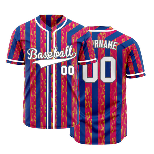 Custom Blue Red Lines Half Blue Baseball Jersey