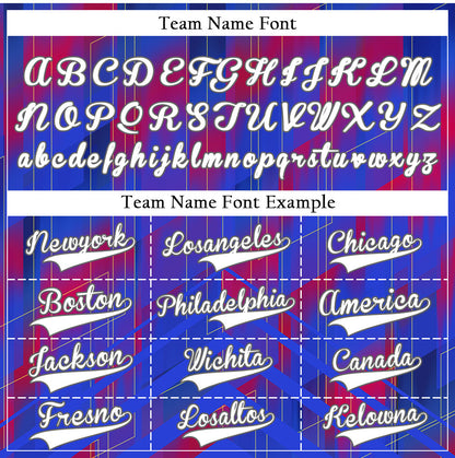 Custom Blue Red Triangle Lines Half Baseball Jersey