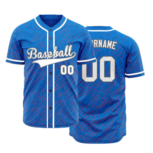 Custom Blue Red Twill Half Baseball Jersey