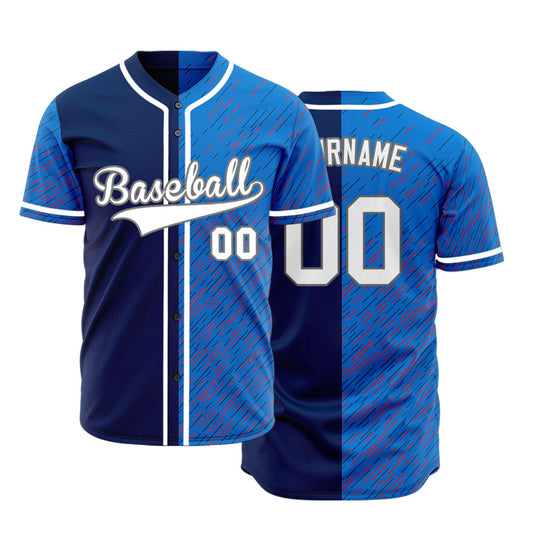 Custom Blue Red Vertical Lines Baseball Jersey