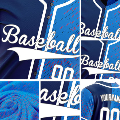 Custom Blue Red Vertical Lines Baseball Jersey