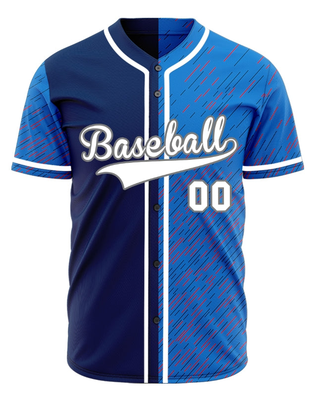 Custom Blue Red Vertical Lines Baseball Jersey