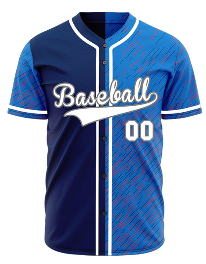 Custom Blue Red Vertical Lines Baseball Jersey