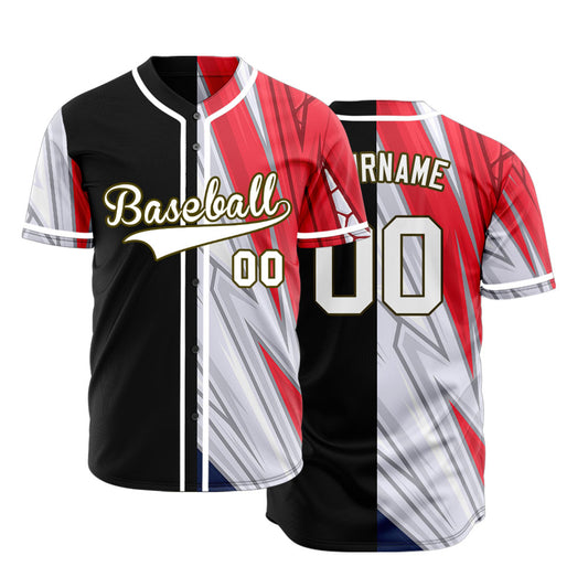 Custom Blue Red Yellow Ink Baseball Jersey